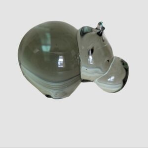 Glass Hippo Paperweight House Hippo